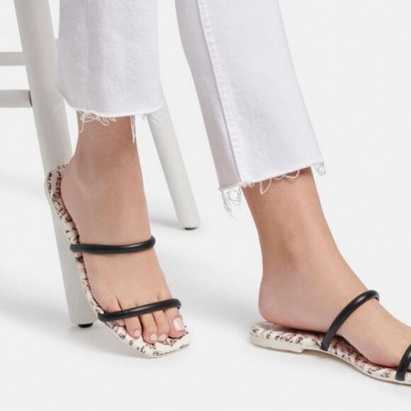 New DV Dolce Vita Lester Sandal animal print flip flop slide on black white 8.5 - Picture 5 of 6
